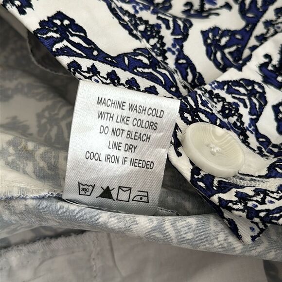 Tyler Boe Medallion Blue White Print Trouser Shorts Cuffed Pockets Size 6 - Picture 10 of 12